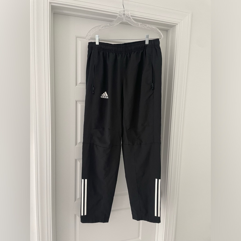 adidas Black Joggers with White Three-Stripe Leg Accents